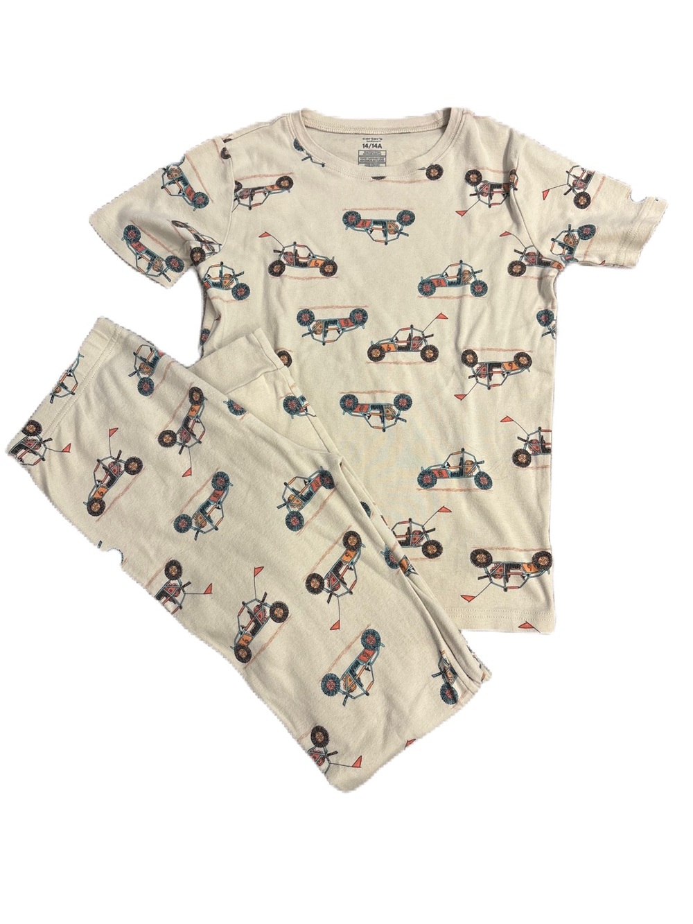 Carter's Cream Race Car Print Pajama Set - Size 14